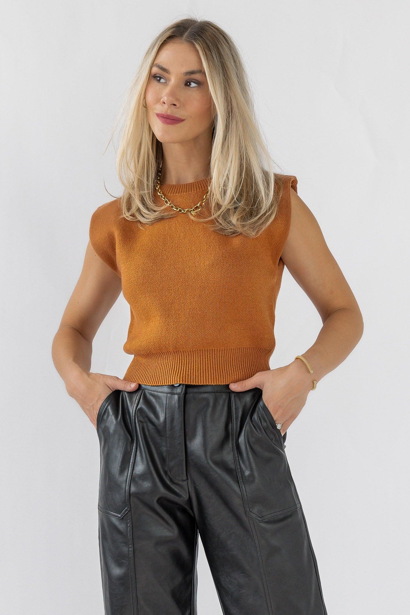 Camel shop cropped sweater