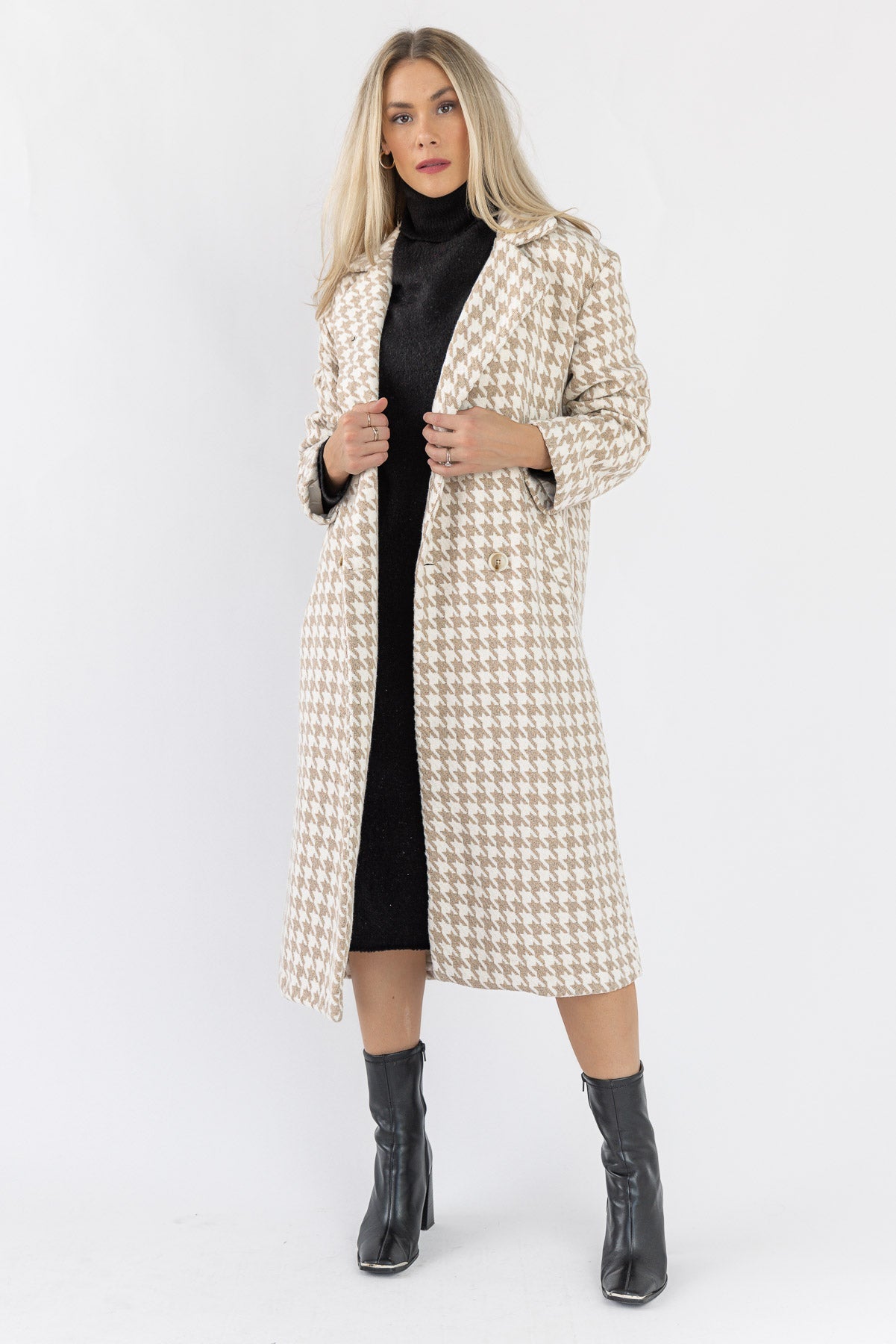 Houndstooth top coat womens