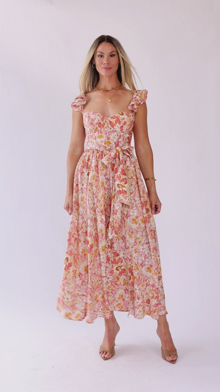 Vara Corset Floral Maxi Dress