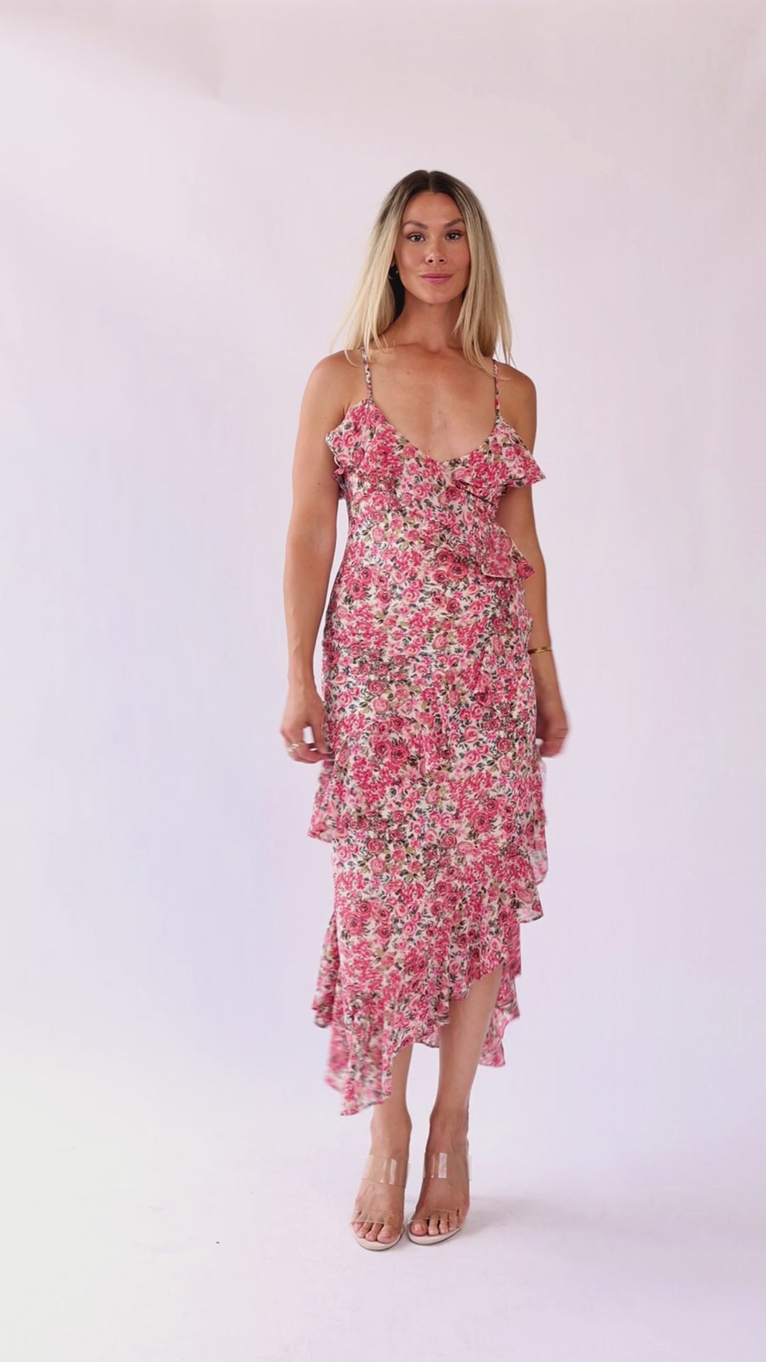 Camari Pink Floral Midi Dress