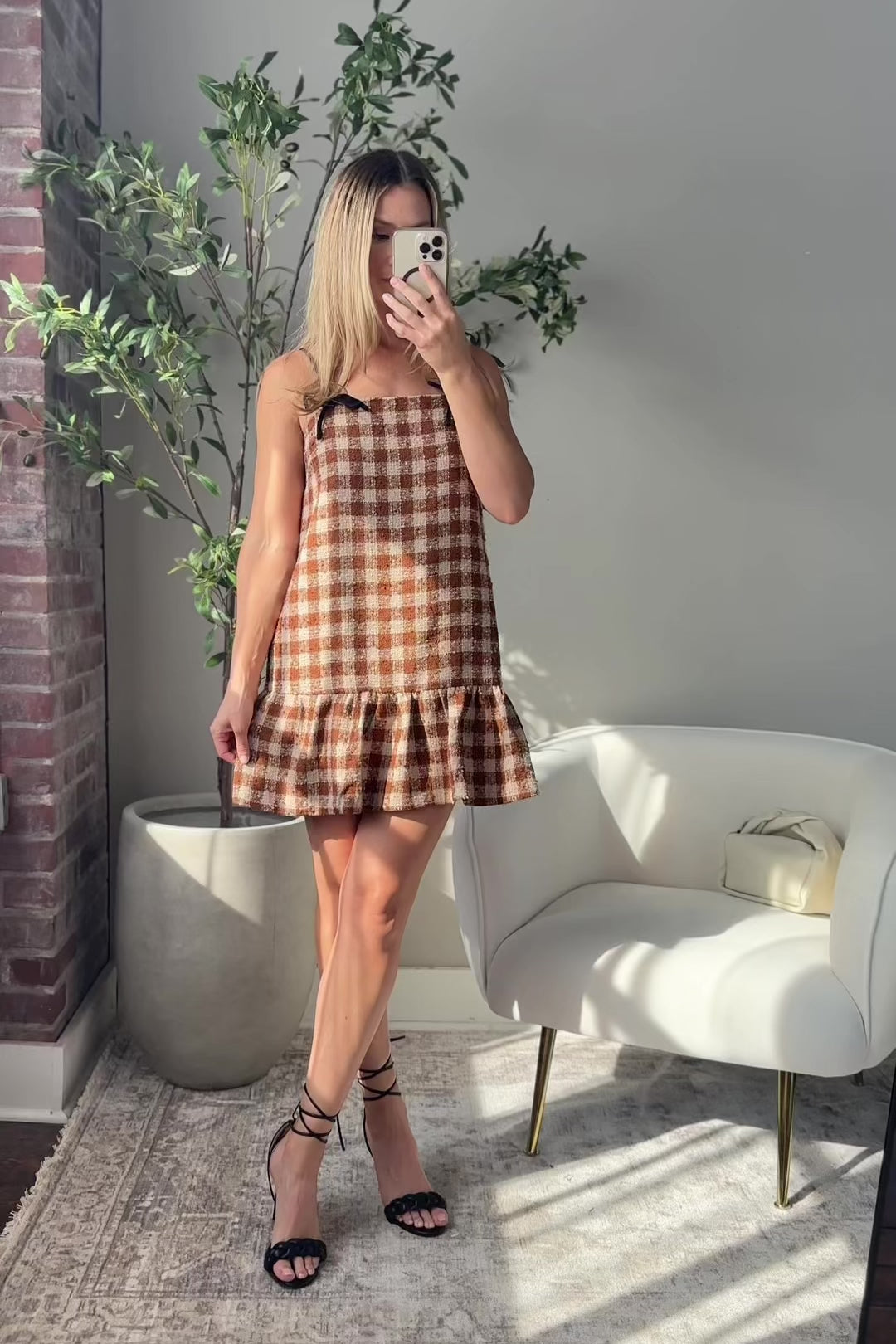 Hudgens Bow Trim Tweed Dress