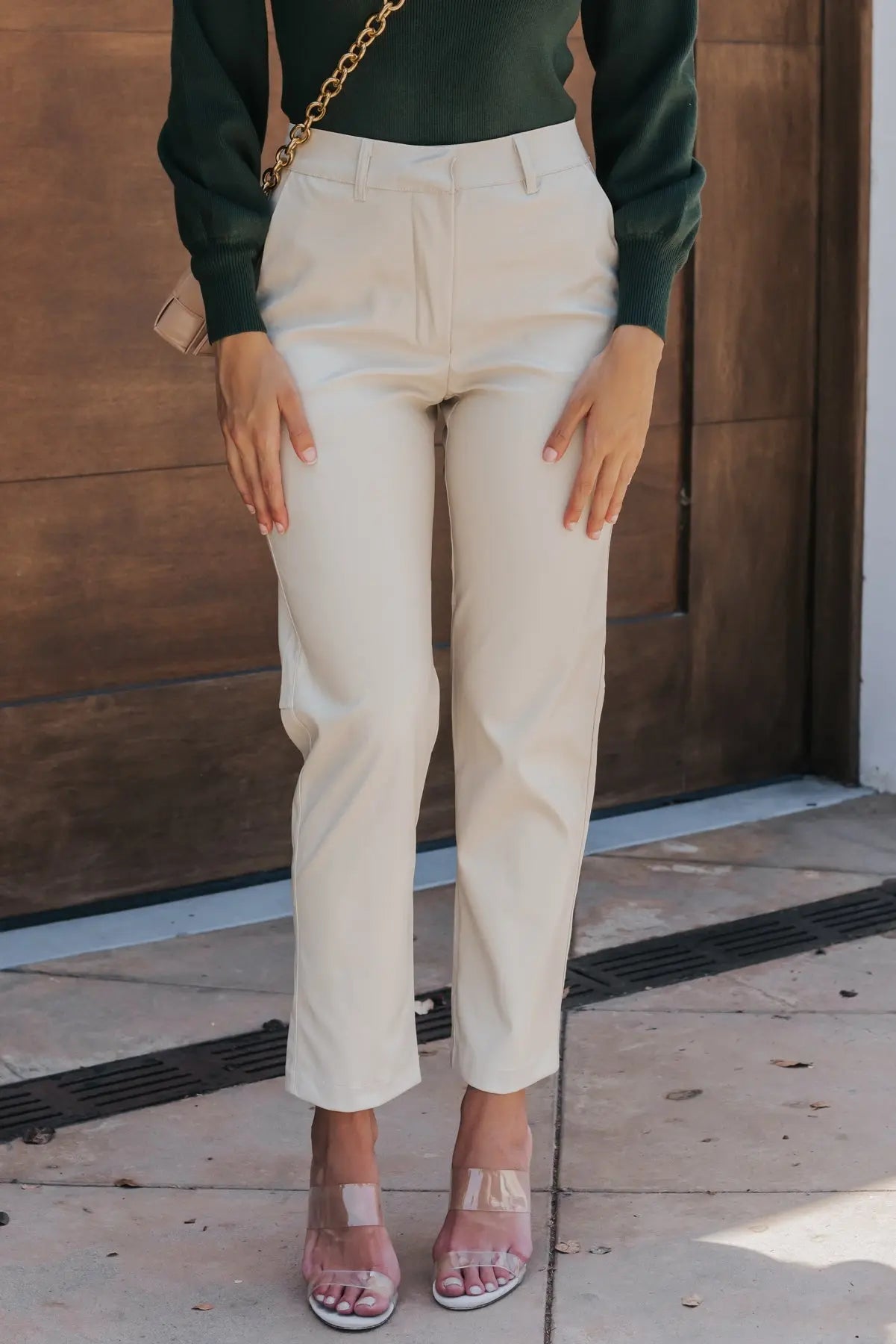 Seraphina Cream Faux Leather Pants - Final Sale