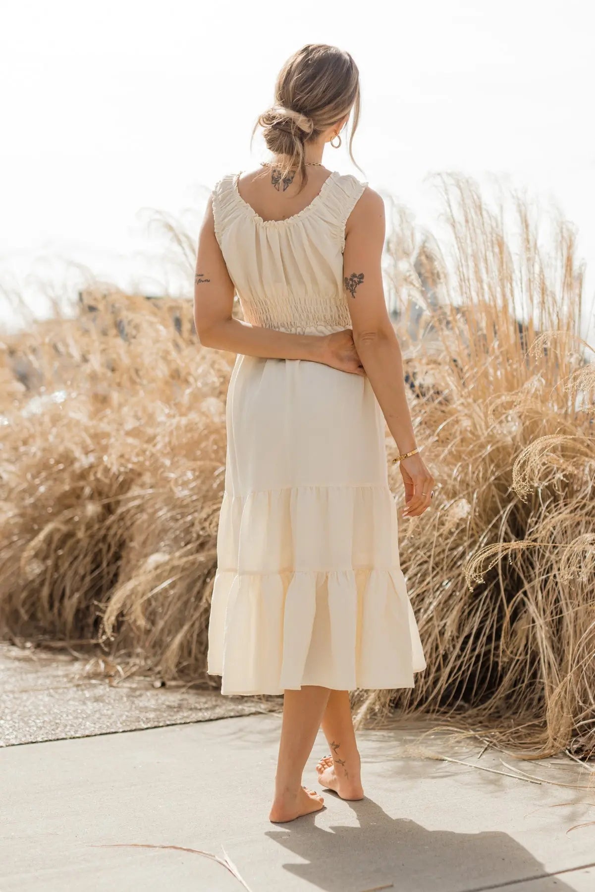 Zara cream hotsell linen dress