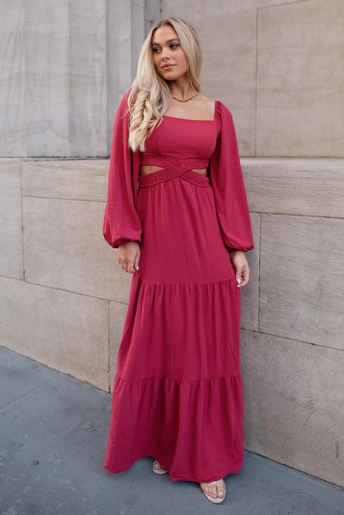 Rose maxi dress orders with sleeves