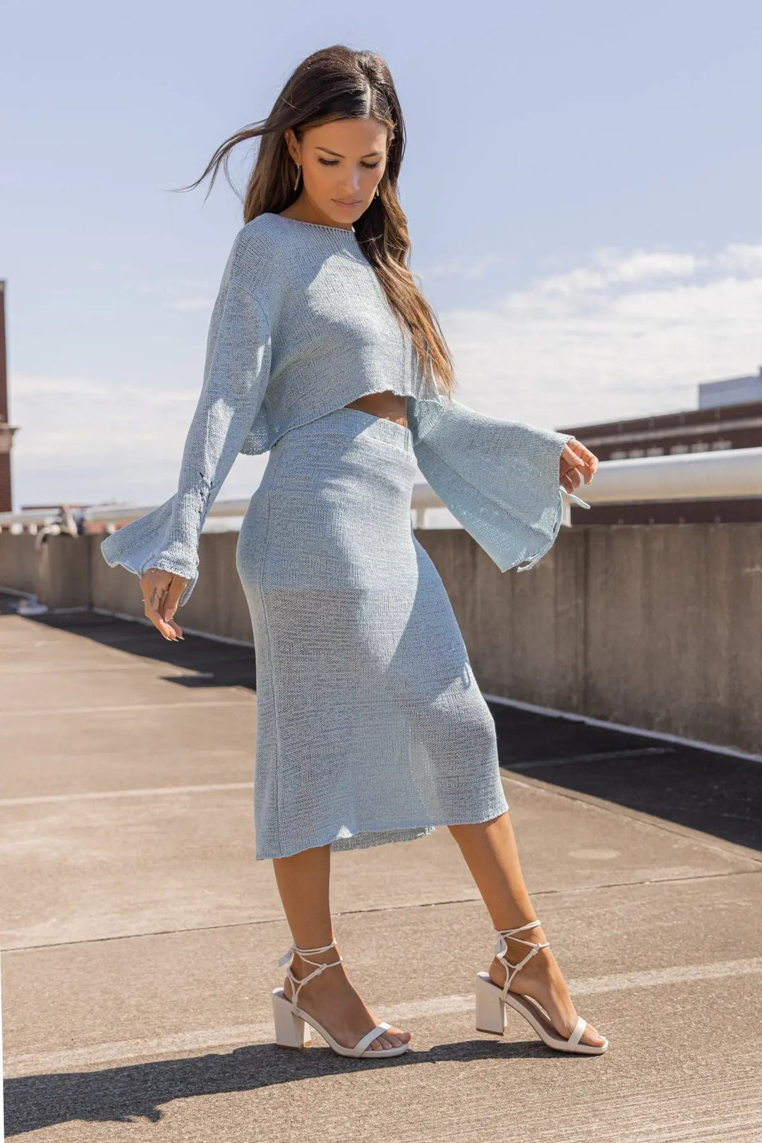 Braidy Bunch Blue Knit Top & Skirt Set - FINAL SALE - JO+CO