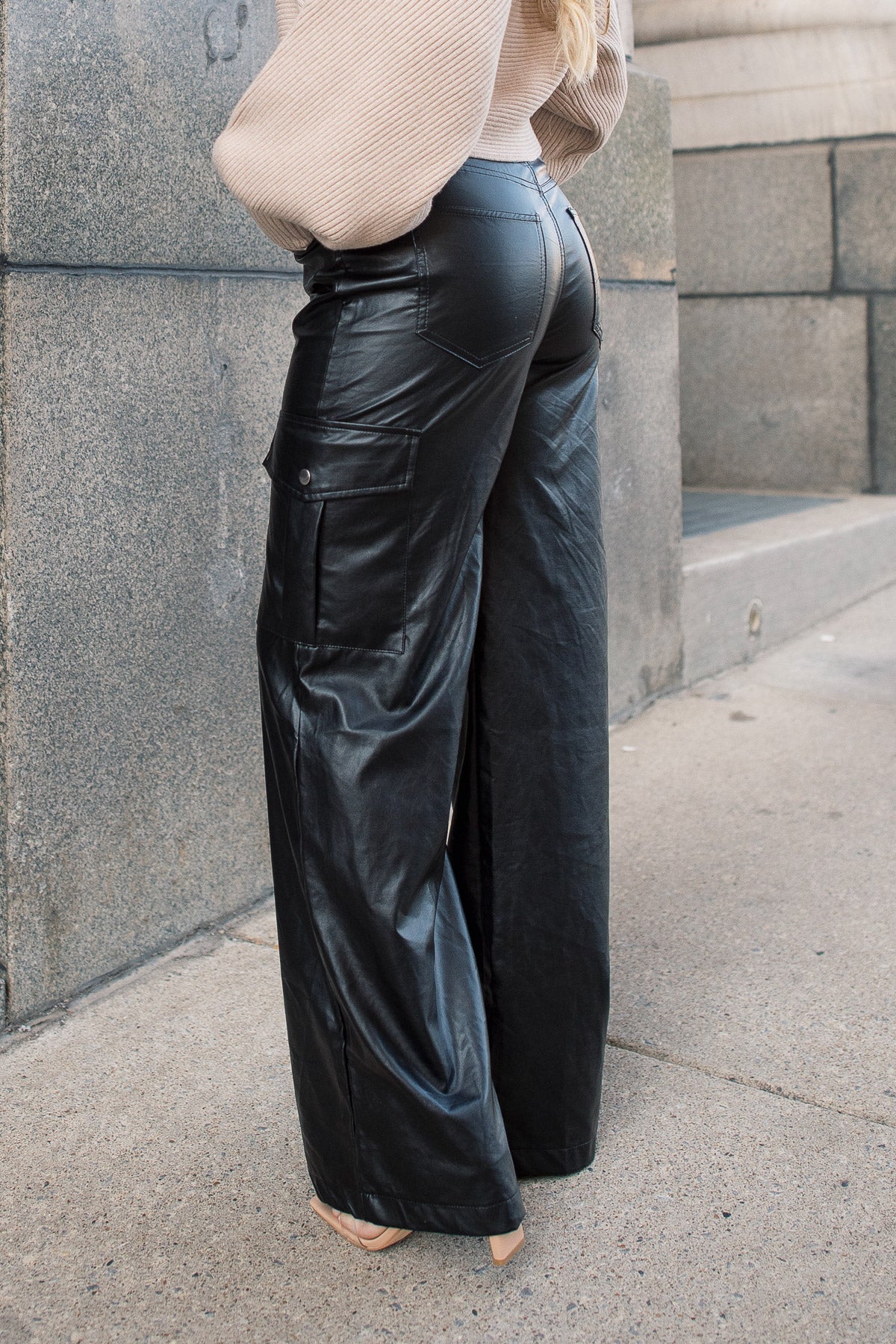 Stylish Black Faux Leather Pants - All Bottoms